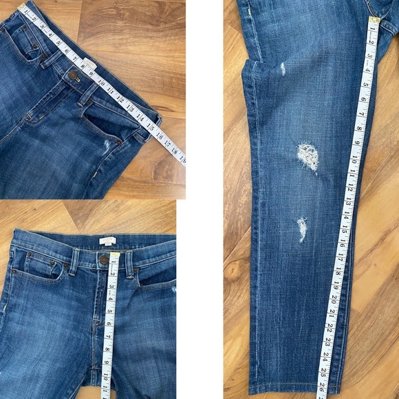 JCrew Stretch Straight Mid Rise Distressed Fade Jeans Blue Rip Cotton Relaxed 29 - Picture 8 of 9